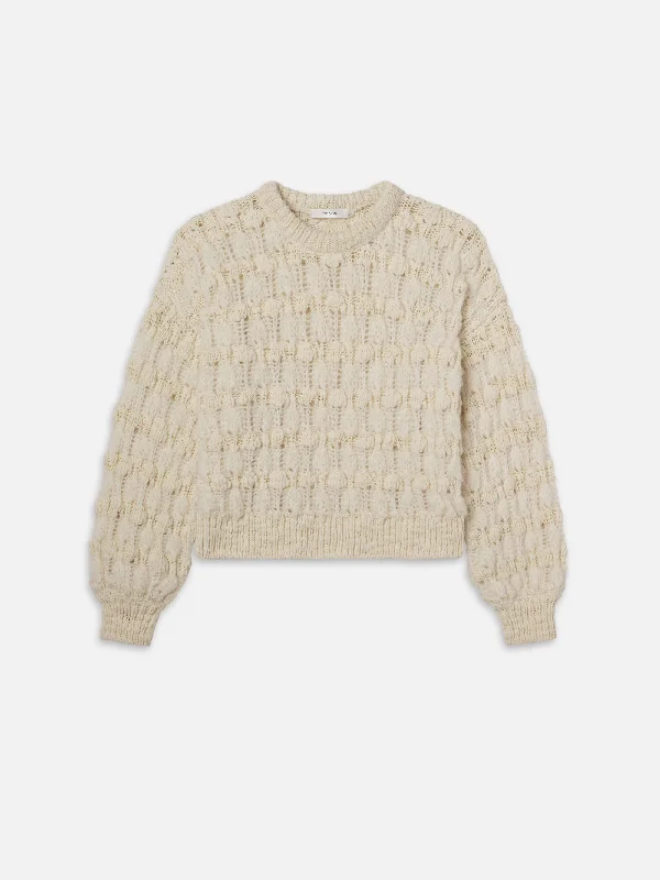 Popcorn Stripe Sweater -- Cream