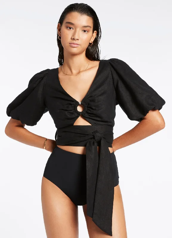 Jetset Puff Sleeve Top - Black