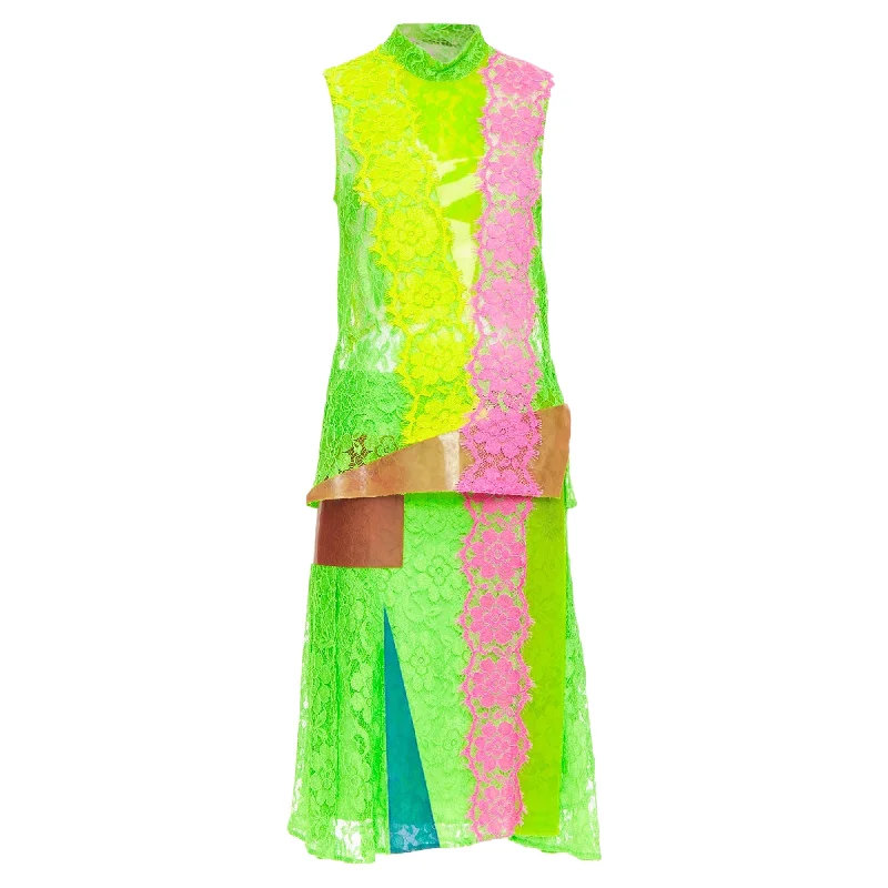 Christopher Kane Runway Neon Pvc Lace Skirt Set