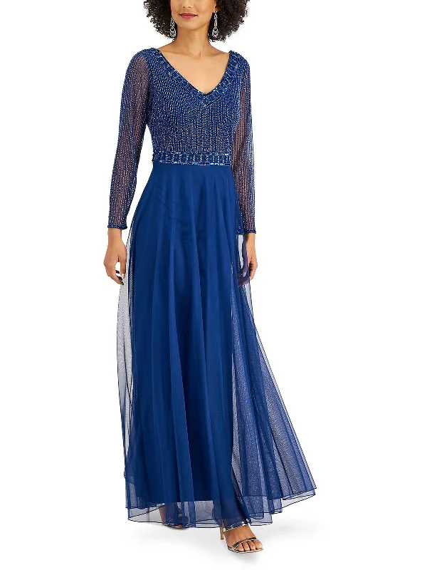 Womens Embellished Maxi Evening Dress