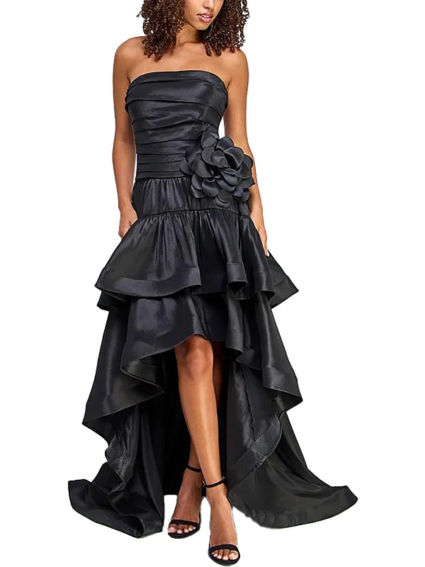 Juniors Womens Hi-Lo Strapless Evening Dress