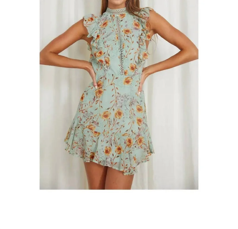 Floral Printed Mini Dress In Multi