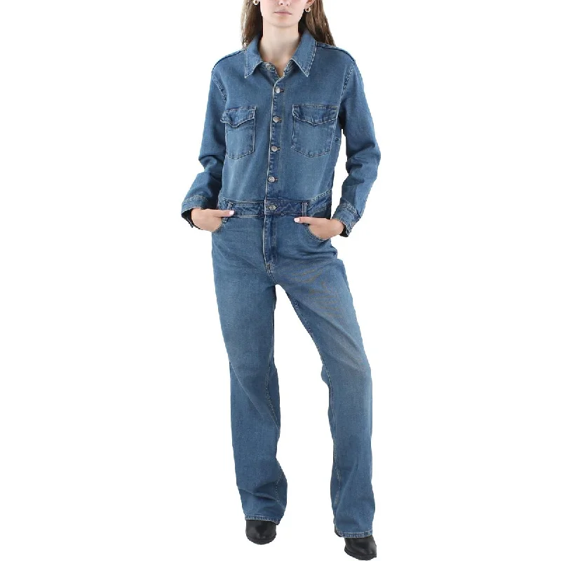 MNG Womens Judith Denim Long Sleeve Jumpsuit