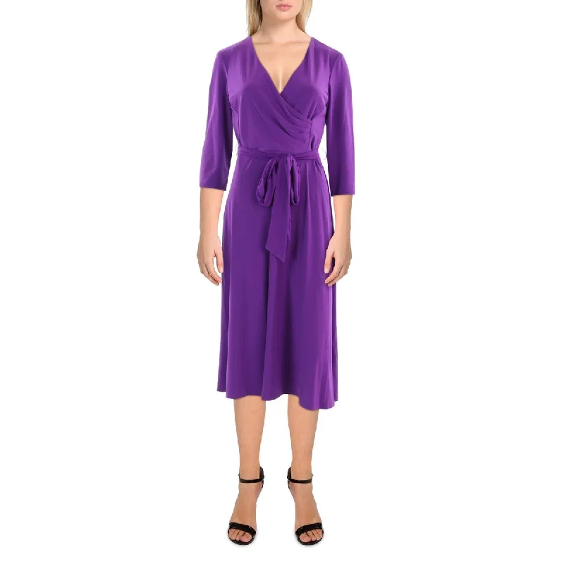 Womens 3/4 Sleeve Calf Midi Dress