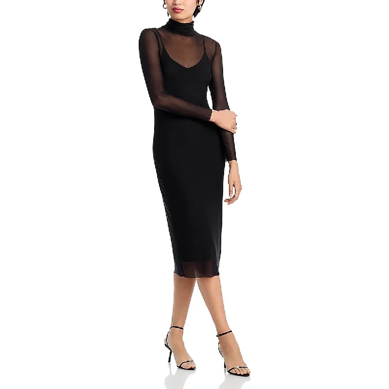 Vivienne Womens Turtleneck Midi Cocktail And Party Dress