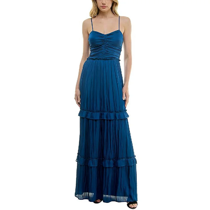 Womens Ruched Tiered Evening Dress