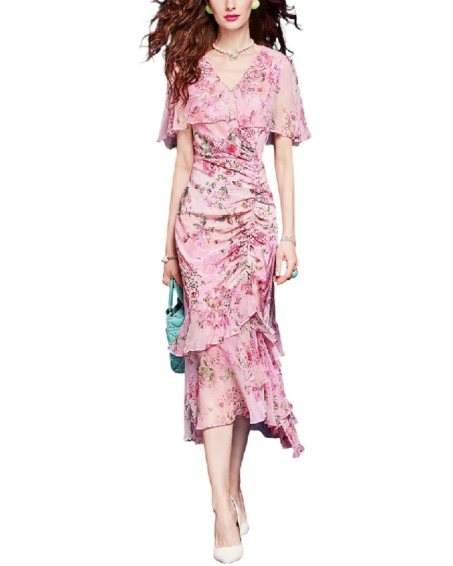 VERA DOLINI Silk Midi Dress