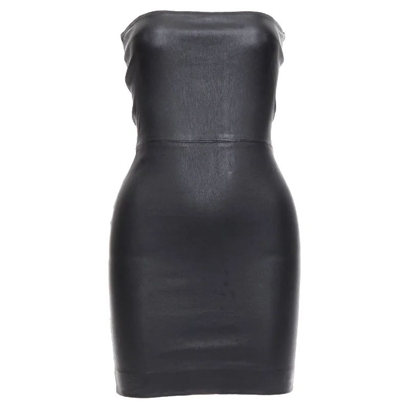 Sprwmn Genuine Leather Strapless Mini Tube Dress