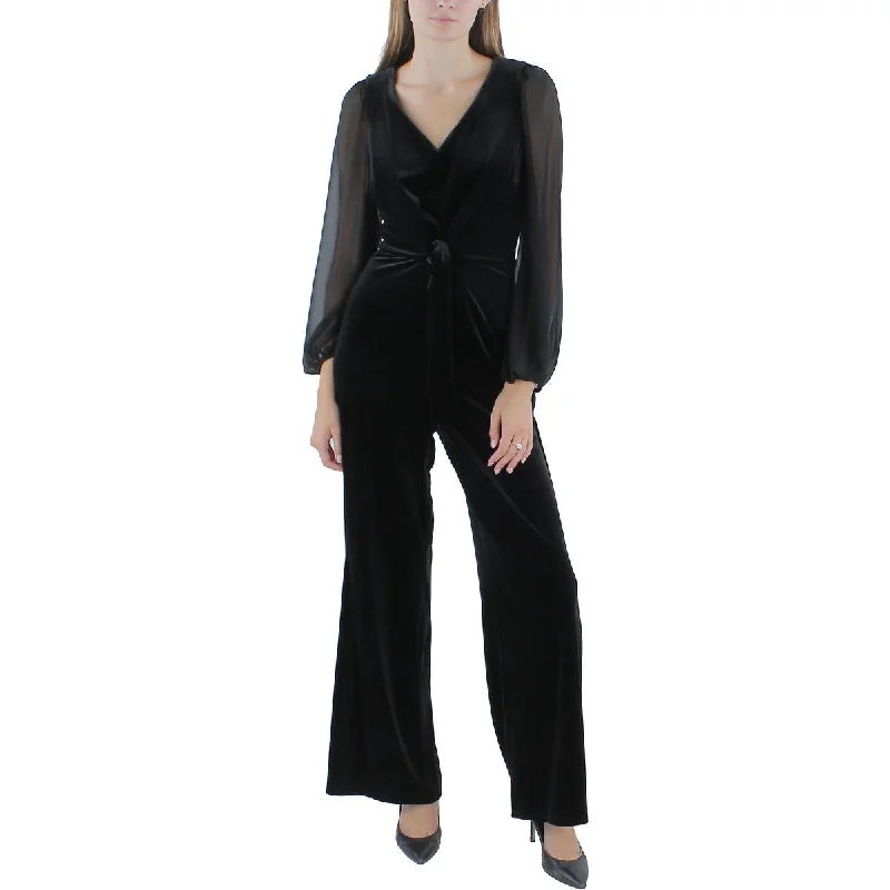 CeCe Womens Velvet Jumpsuit