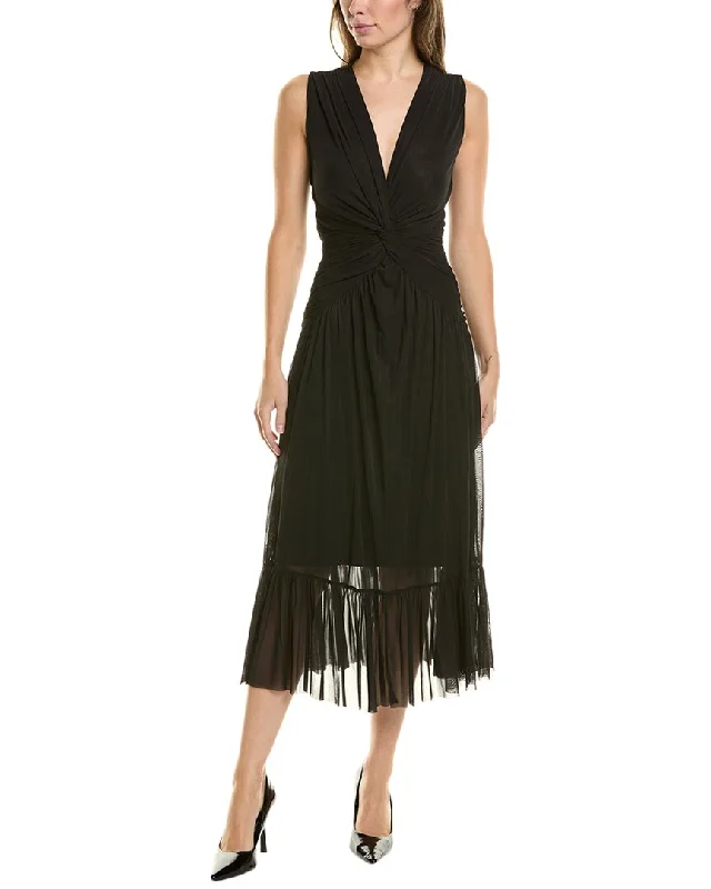 Nicole Miller Twisted Mesh Midi Dress