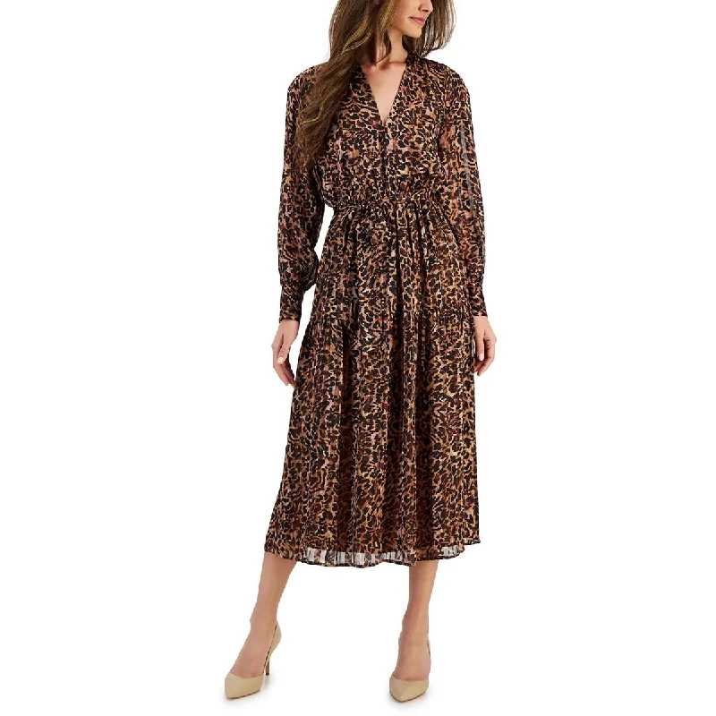 Womens Chiffon Printed Midi Dress