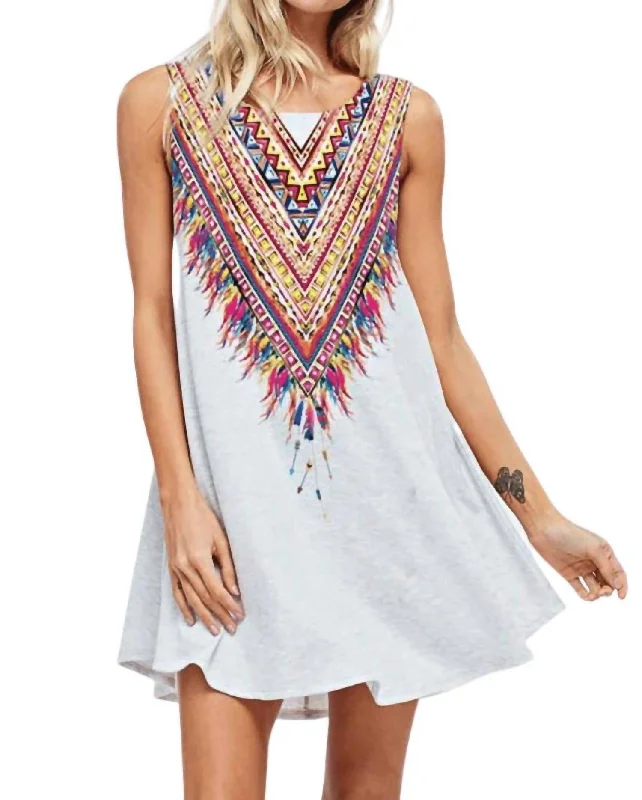 Anais Bohemian Mini Dress In Heather Gray