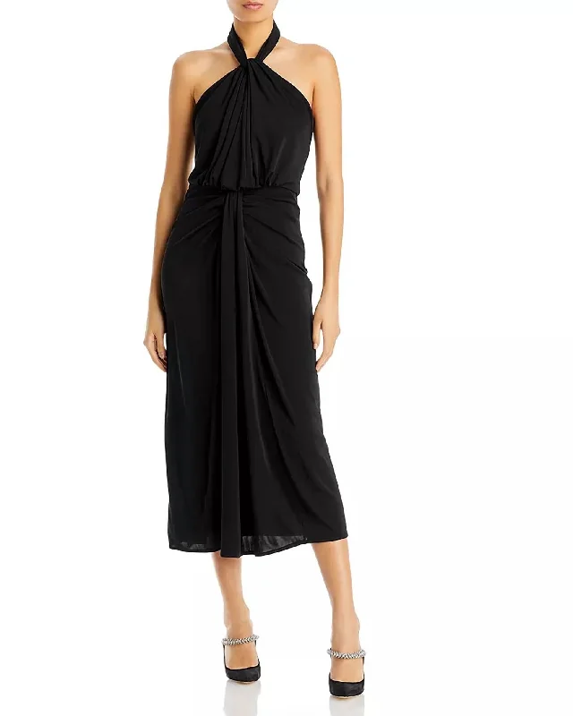 Kaily Halter Maxi Dress In Black