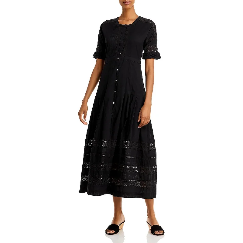 Womens Eyelet Midi Midi Dress