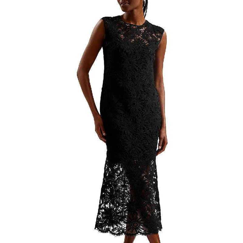 Womens Crochet Midi Midi Dress