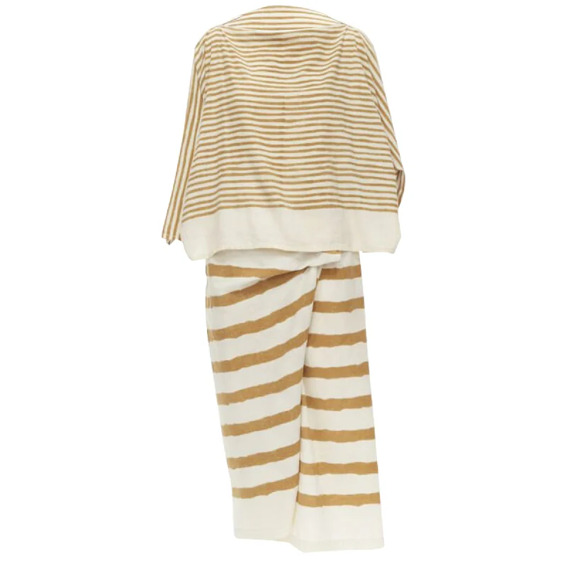 Issey Miyake tribal stripe boxy top skirt set