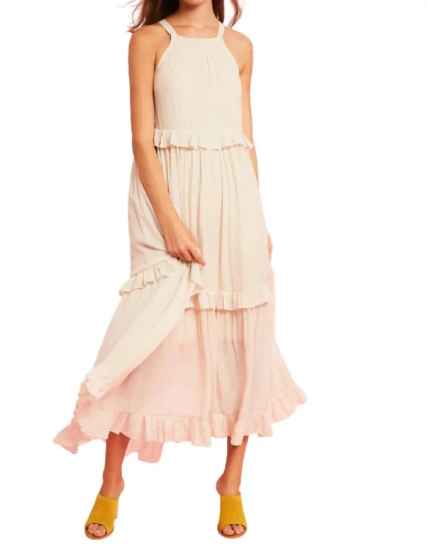 Tiered Ruffle Maxi Dress In Champagne