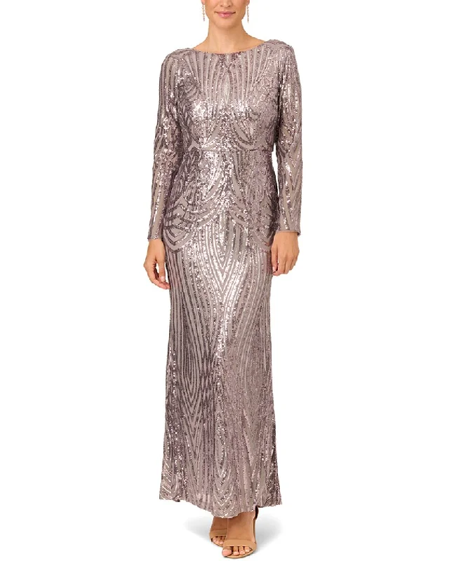 Adrianna Papell Mermaid Long Sleeve Maxi Dress