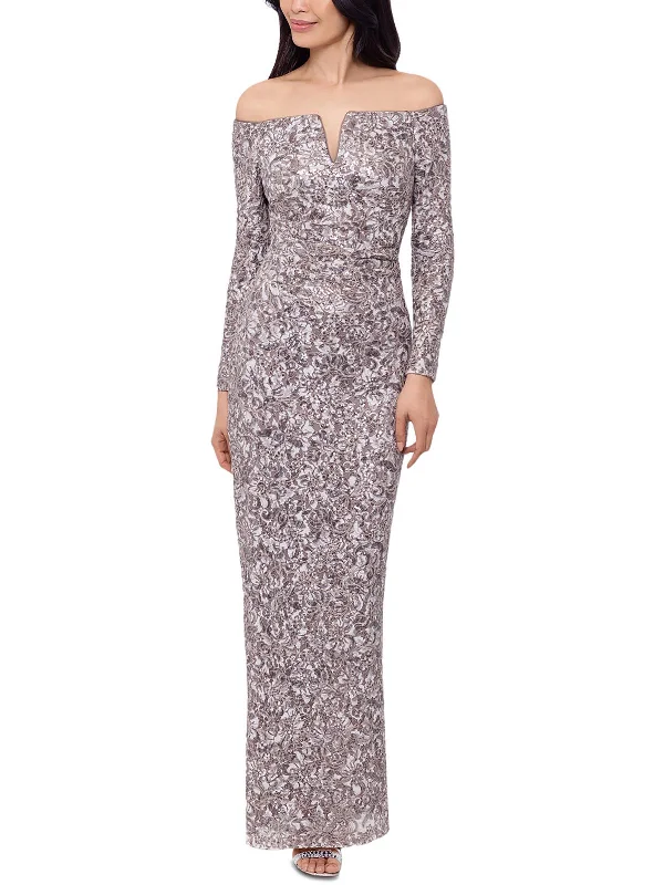 Womens Embellished Maxi Cocktail and Party Dress