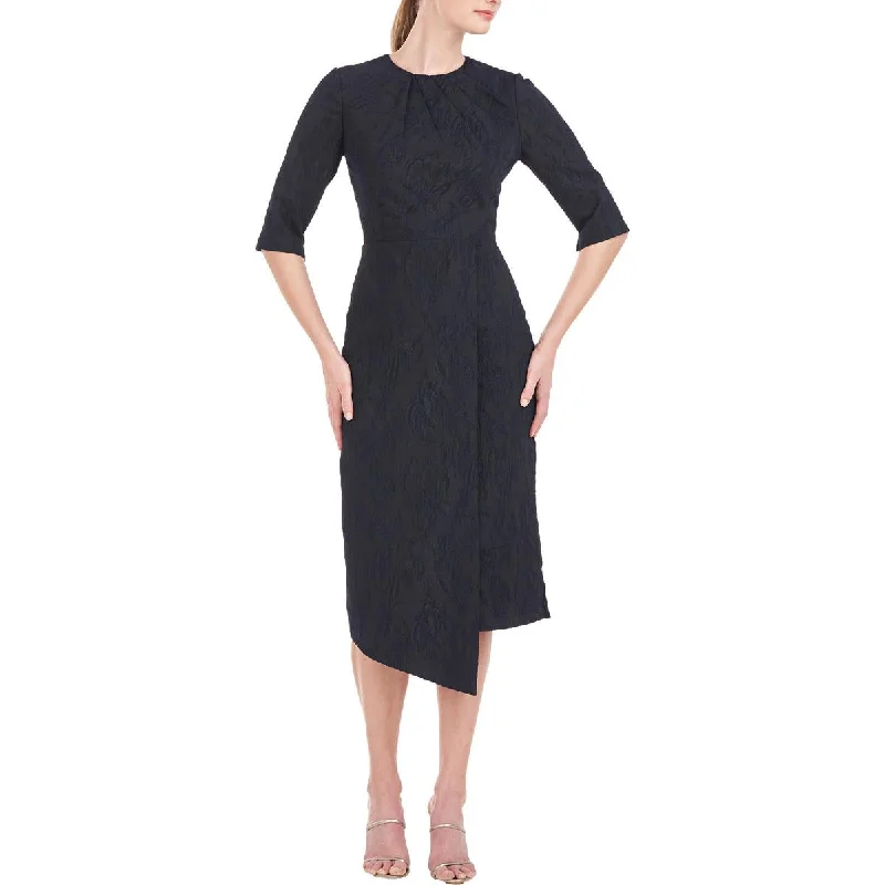 Womens Embroidered Midi Cocktail And Party Dress