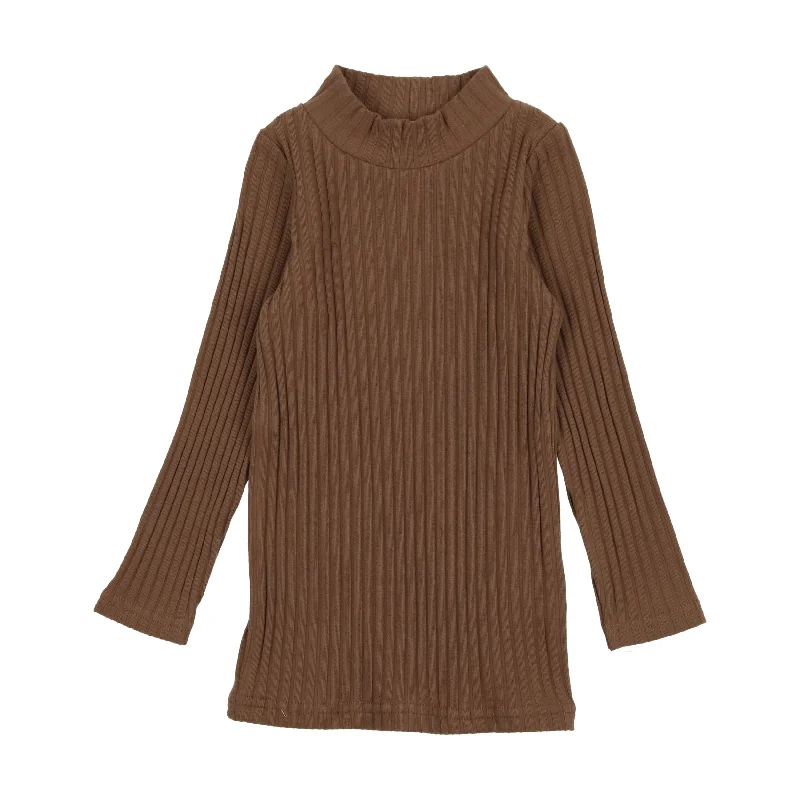 Lil Legs Ribbed Mock Neck - Camel