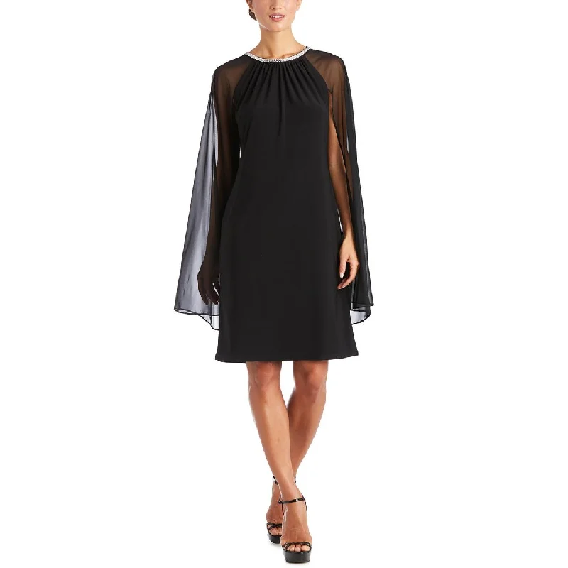 Womens Embellished Cape Cocktail and Party Dress