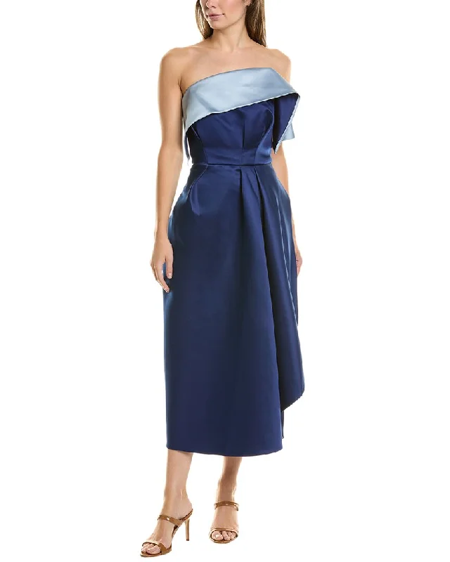 Carolina Herrera Cascading Bodice Midi Dress