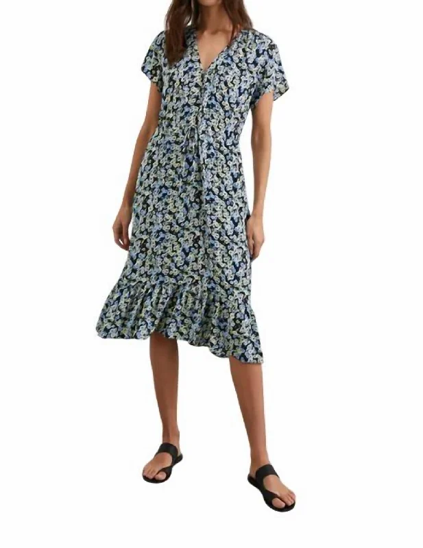 Kiki Floral Midi Dress In Midnight