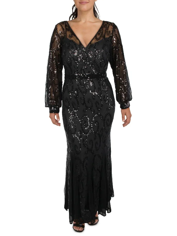 Womens Sheer Mother-Of-The-Bride Evening Dress