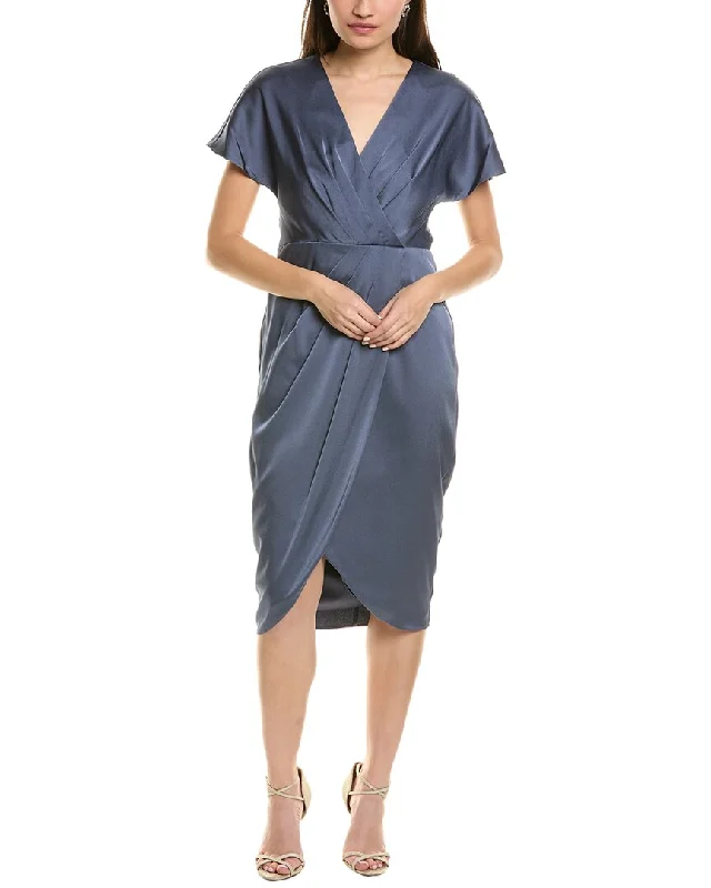 Aidan Mattox Crepe Back Satin Midi Dress