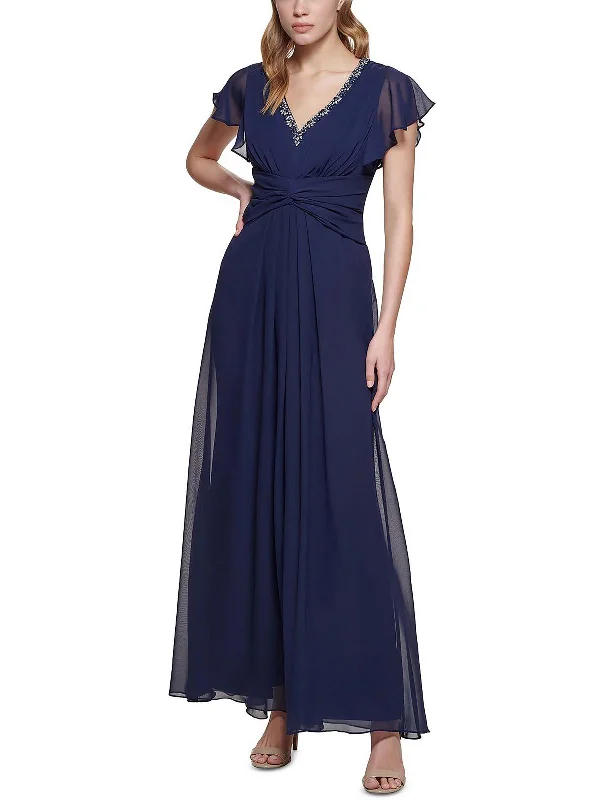 Womens Chiffon Maxi Evening Dress