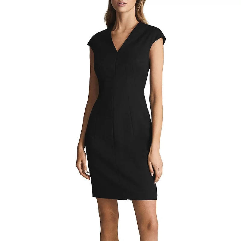 Womens V Neck Midi Sheath Dress