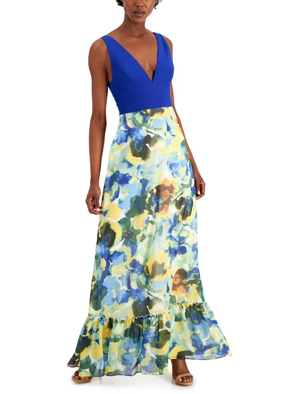 Womens Floral Print Long Maxi Dress