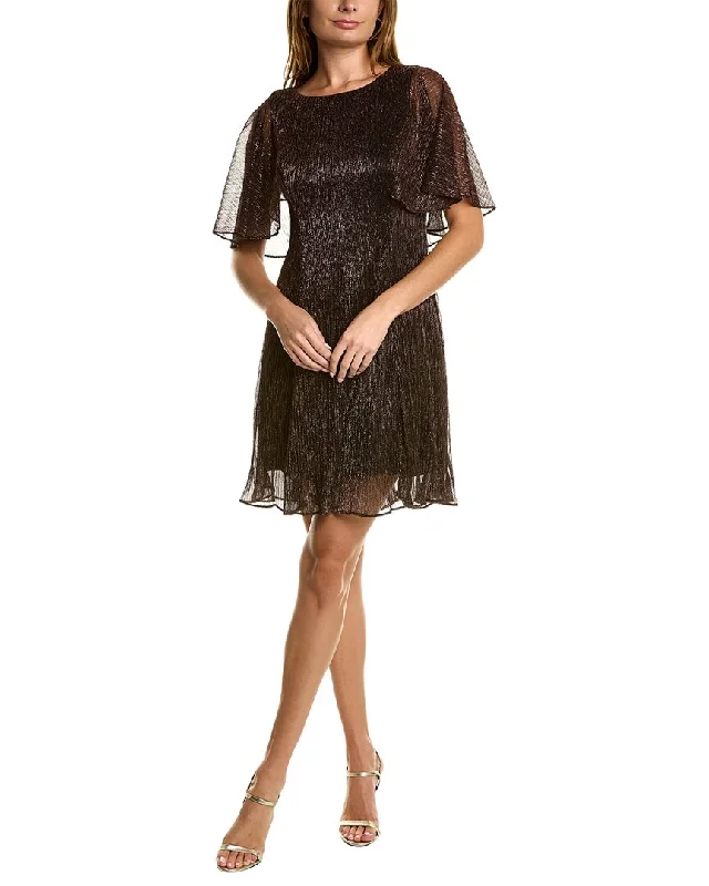 MAISON TARA Crinkle Sheer Mesh Mini Dress