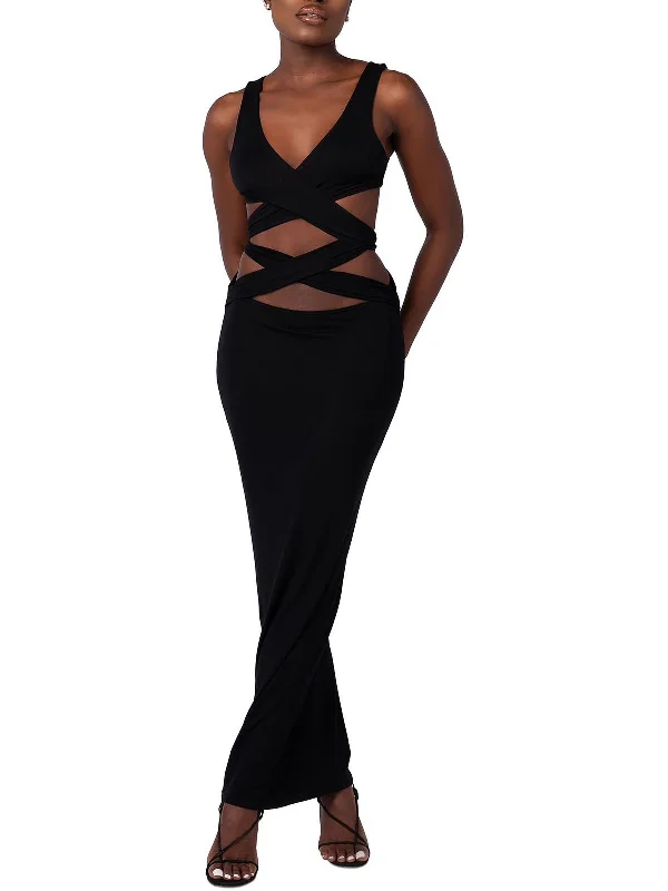 Womens Criss-Cross Maxi Bodycon Dress