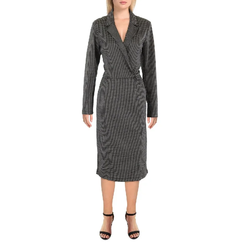 Womens Plaid Midi Midi Dress