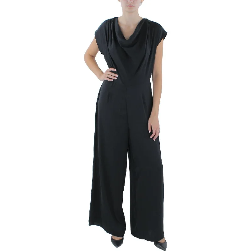 Gigi Parker Womens Cowl Neck Wide Leg Jumpsuit