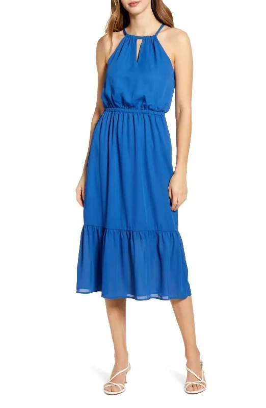 Womens Day Living Halter Midi Dress In Blue