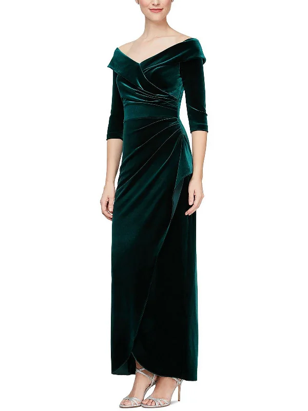 Womens Velvet Long Evening Dress