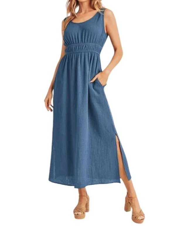 Gauzy Midi Dress In Azure