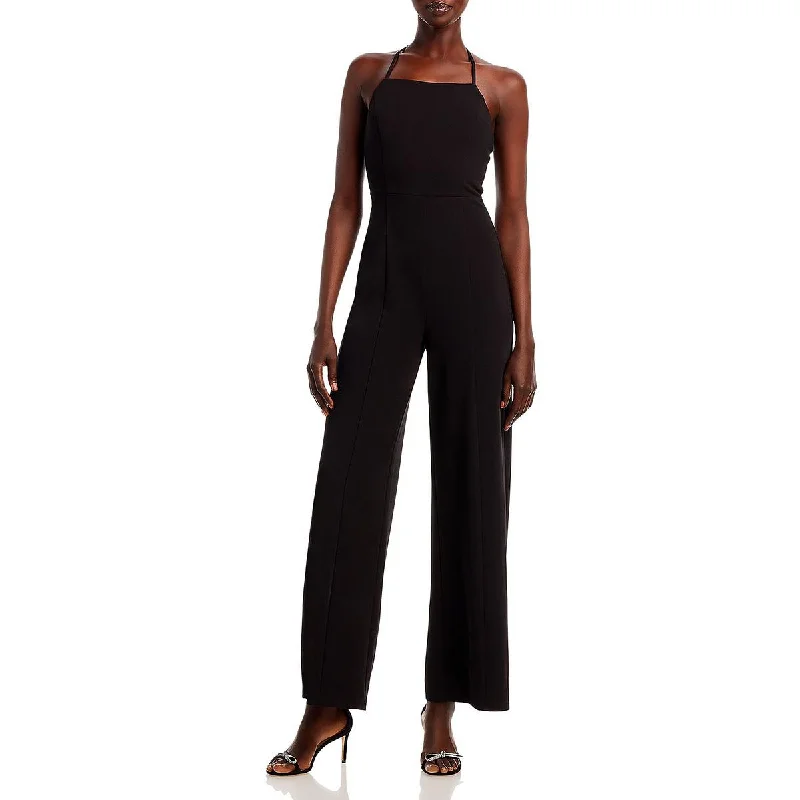 Aqua Womens Solid Crepe Jumpsuit