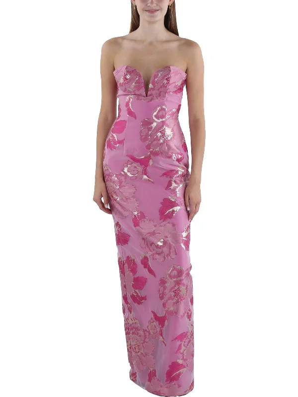 Womens Full Length Strapless Evening Dress