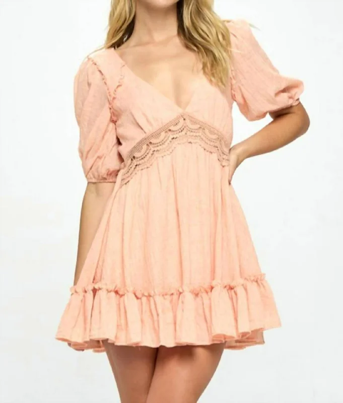 Sunday Brunch Mini Dress In Peach