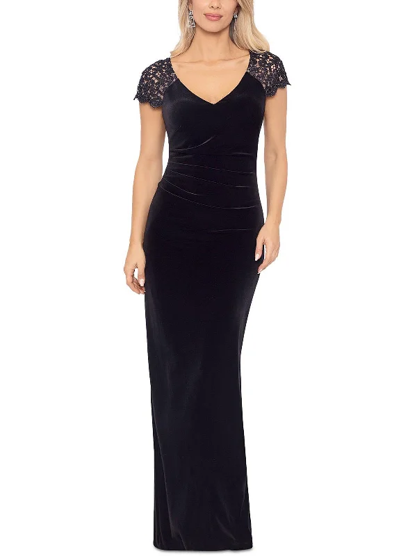 Womens Double V-Neck Long Evening Dress