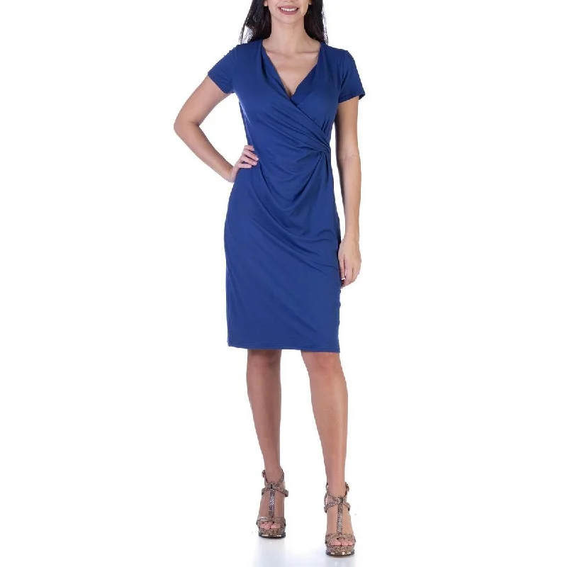 Womens Surplice Calf Midi Dress