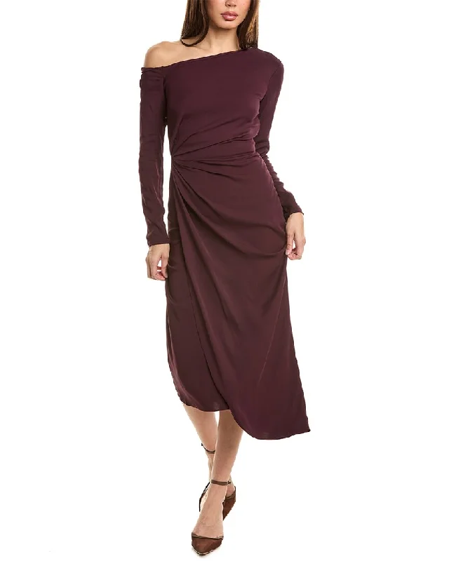 Reiss Nadia Off-Shoulder Drape Midi Dress