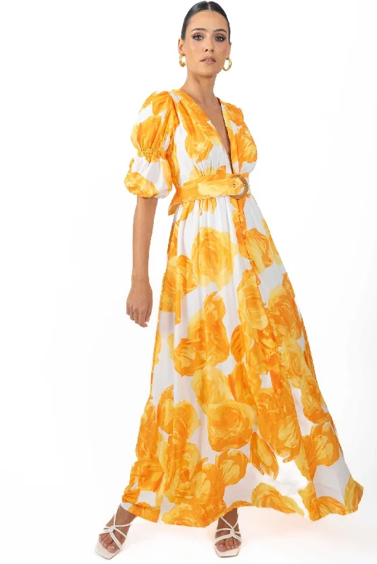 Verona Maxi Women's Floral Dress Yellow