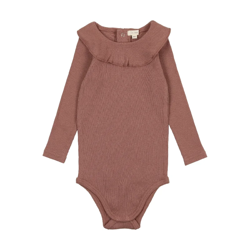 Lil Legs Ruffle Onesie - Mulberry