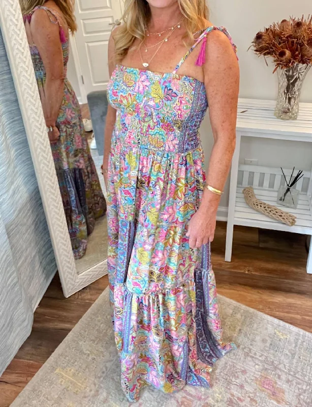 Smocked Floral Maxi Dress In Patterned