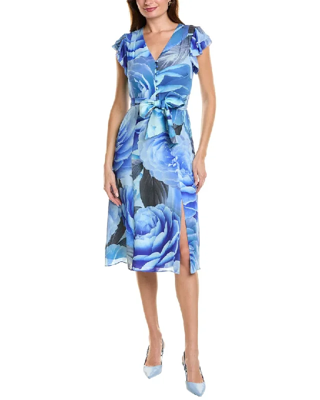 Elie Tahari Silk Fantasy Garden Midi Dress